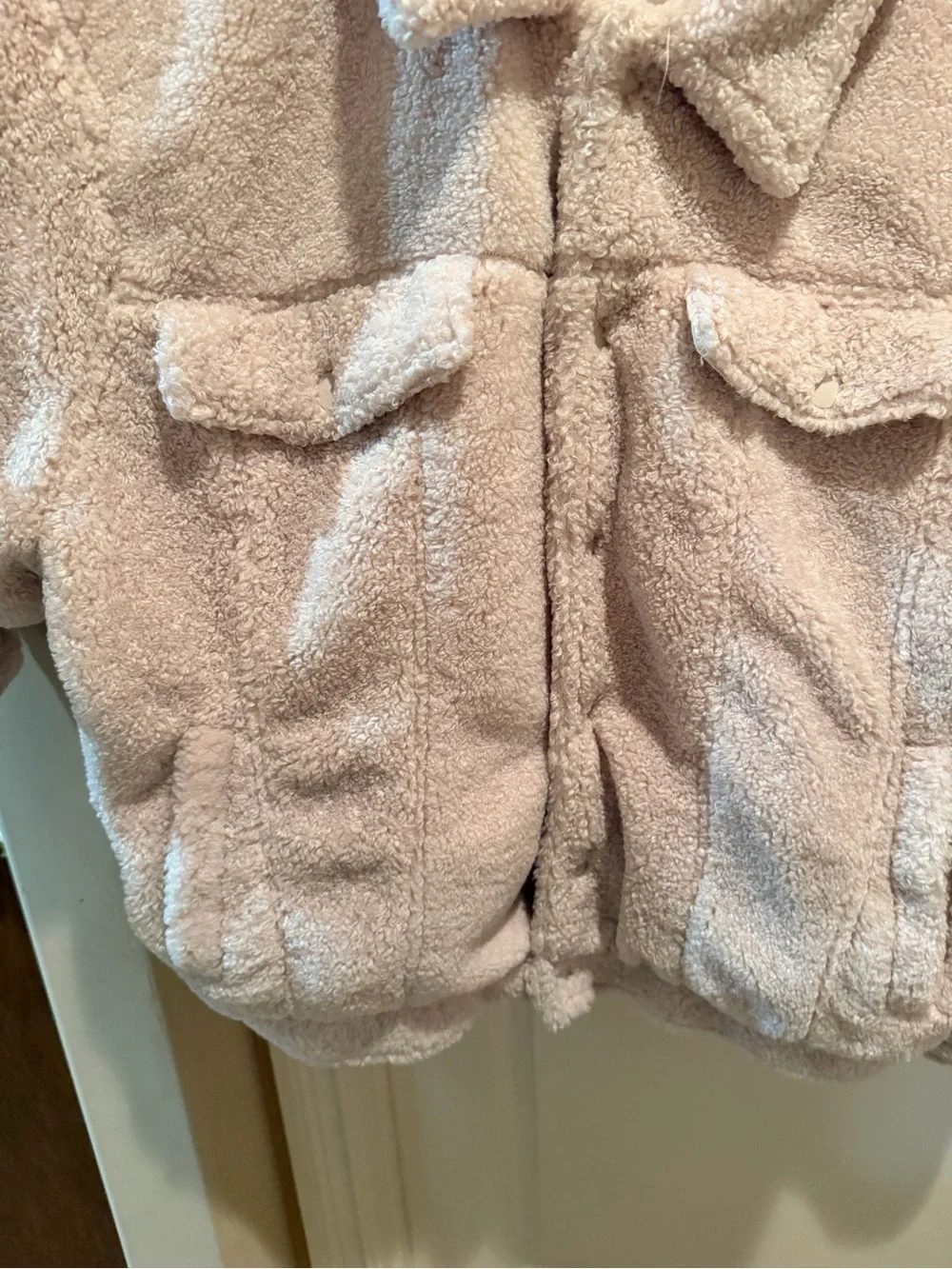 Fashion Nova Girls Plush Teddy Jacket - Light Pink